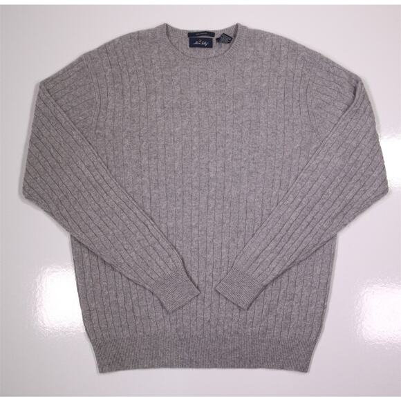 Allen Solly Gray Cable Knit Crewneck 100% Cashmere Sweater Men's Large - Picture 1 of 5